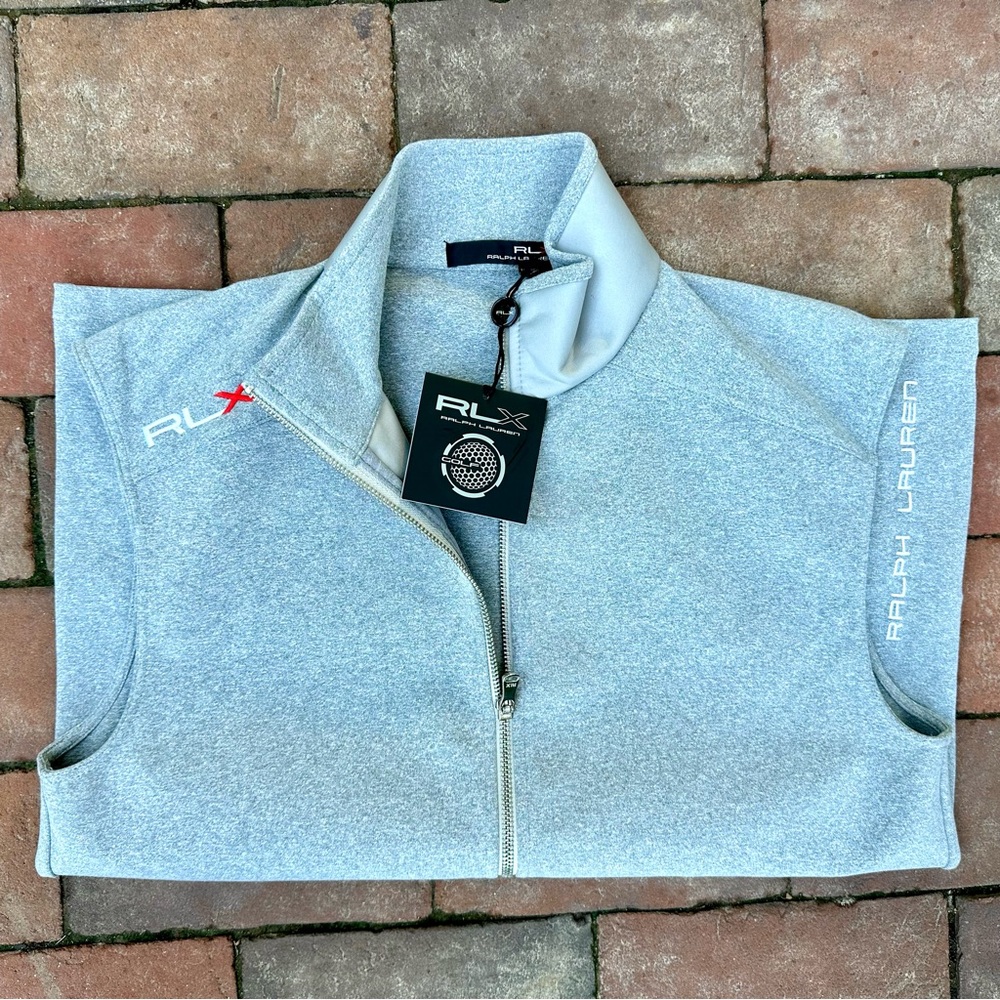 Ralph Lauren RLX Light Gray Zip-Up Golf Vest - Medium